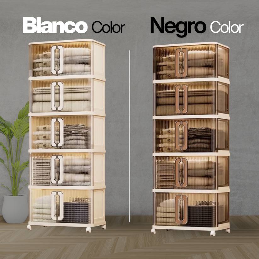 Armario multiusos con ruedas y puerta de acrílico transparente